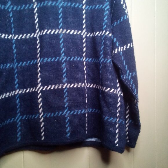 Tally Ho Sweater Cardigan L Button Up Long Sleeve Blue White - Picture 16 of 16